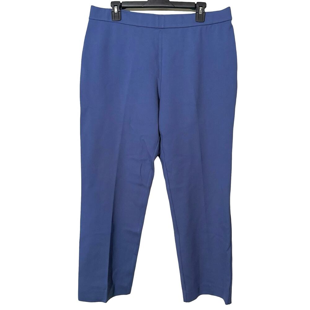 Susan Graver Ponte Thick Knit Elastic Waist Pull On Blue Pants sz Petite L - Picture 3 of 16